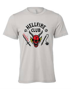 hellfire club stranger things tv show d&d gray tshirt gray t-shirt