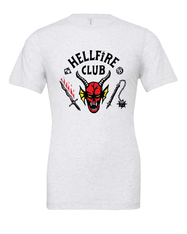 hellfire club stranger things tv show d&d white tshirt white t-shirt