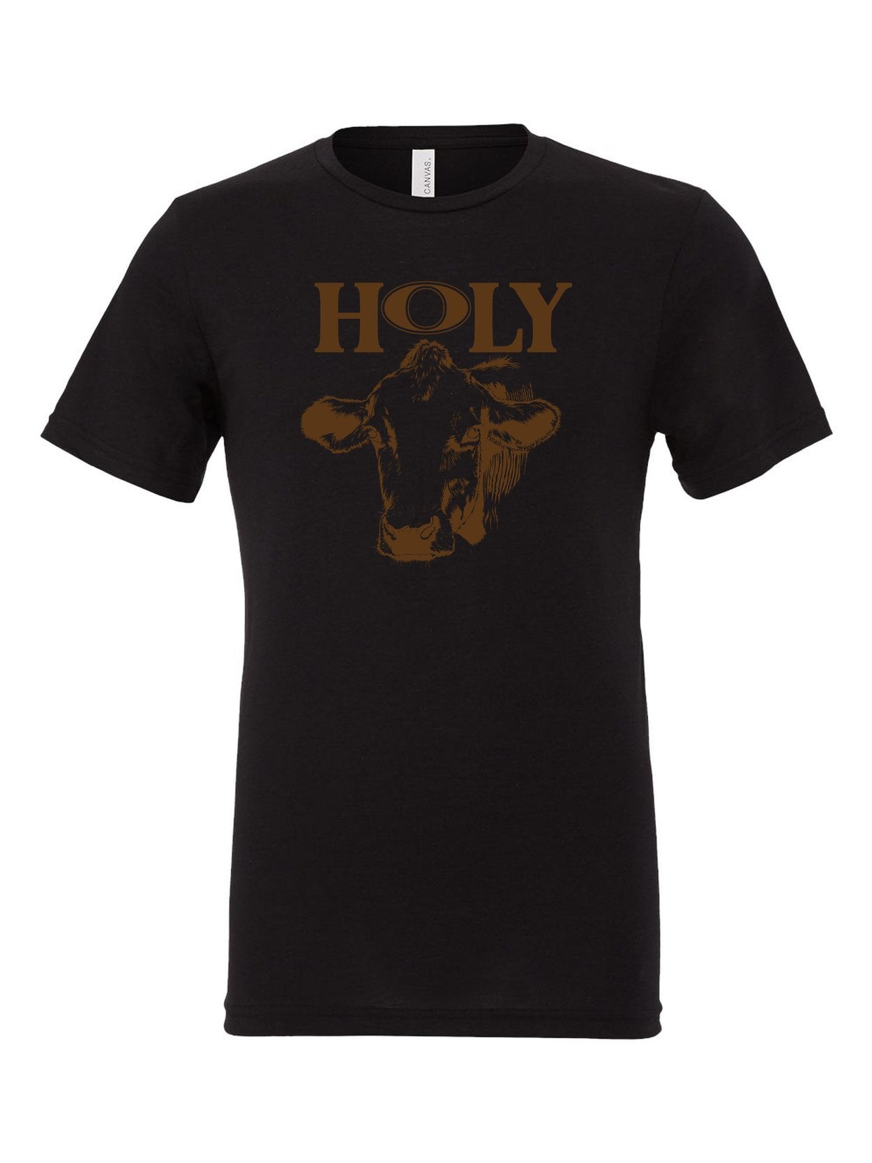 Holy Cow on a black t-shirt