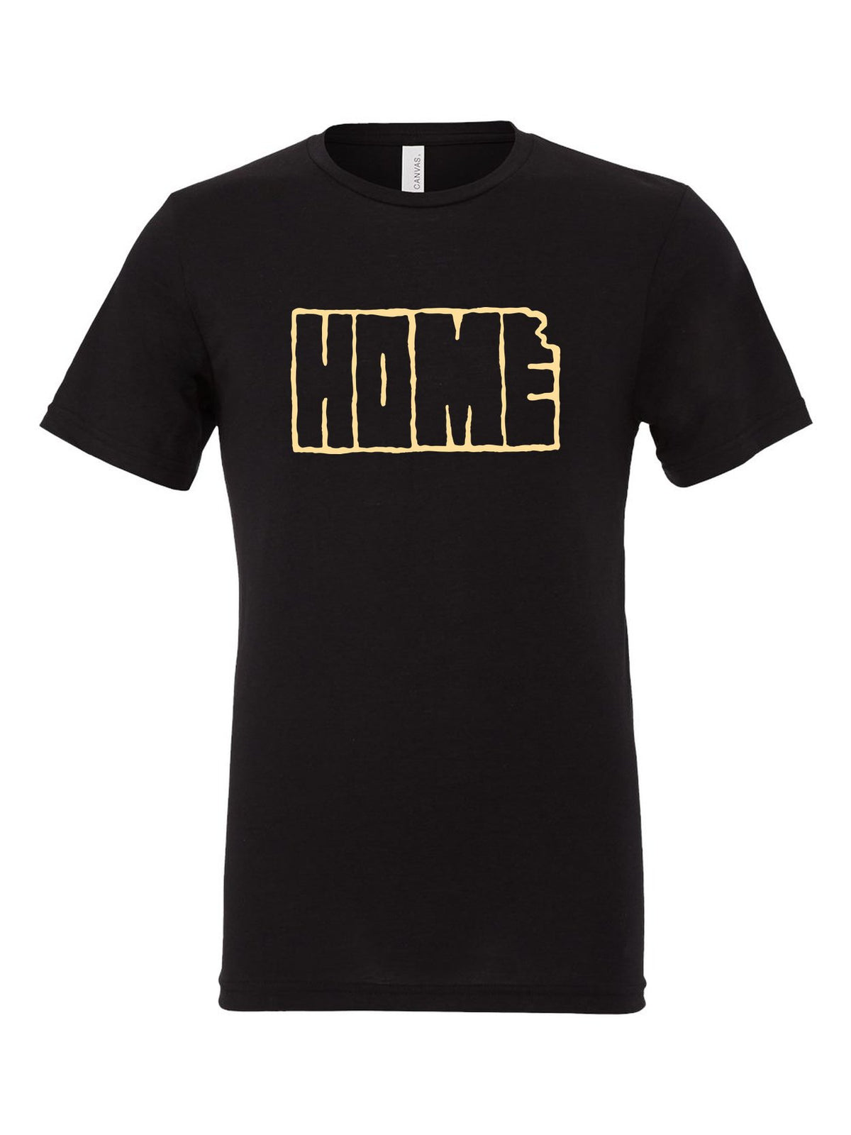 Home Kansas Outline on a black t-shirt