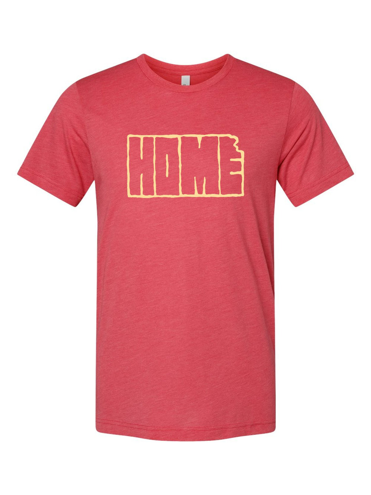 Home Kansas Outline on a true red t-shirt