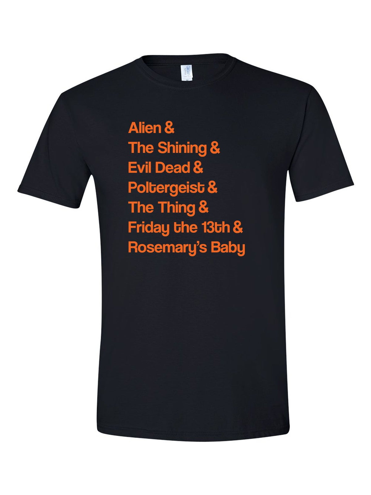 Horror Movie Lineup design on a black t-shirt