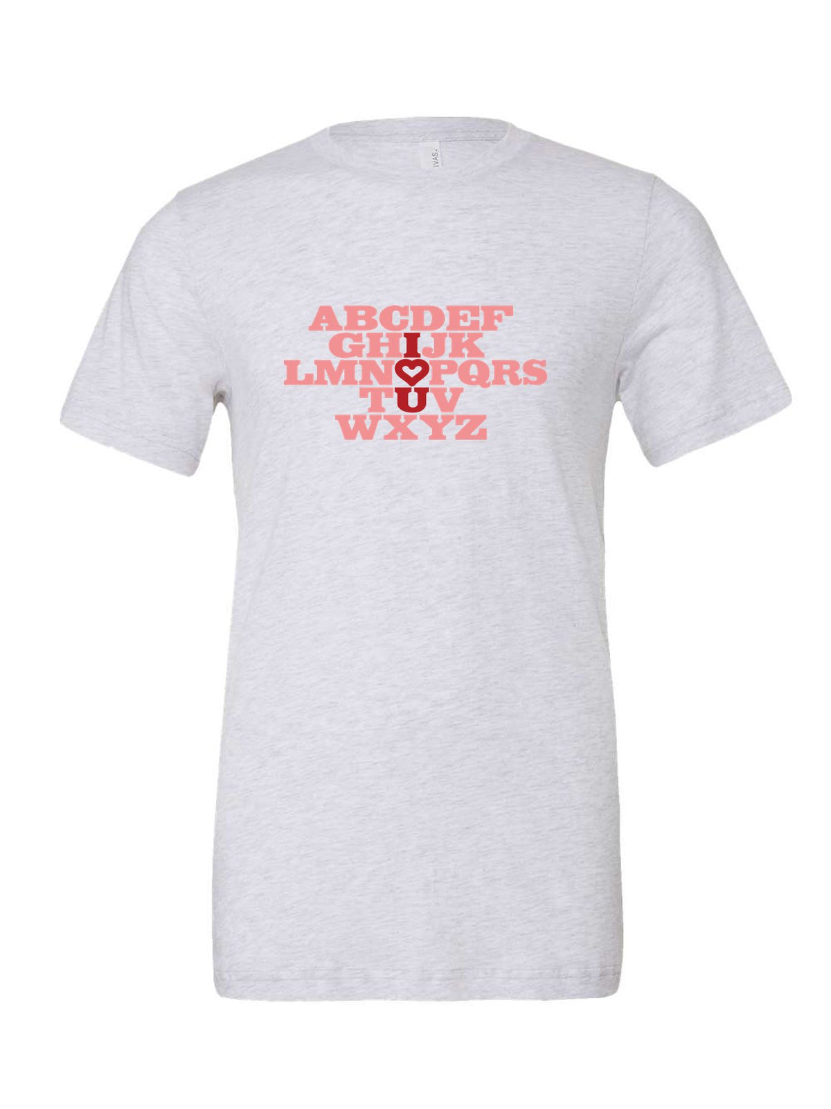 I <3 U on a white t-shirt