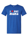 I Heart Hot Moms on a royal blue t-shirt