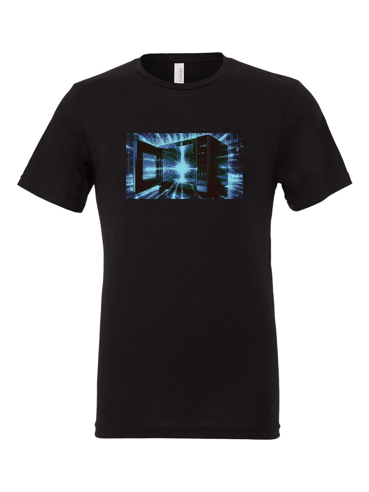 I Put a Fork in Your Microwave on a black t-shirt