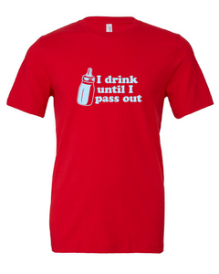 drinking drunk baby bottle red tshirt t-shirt 