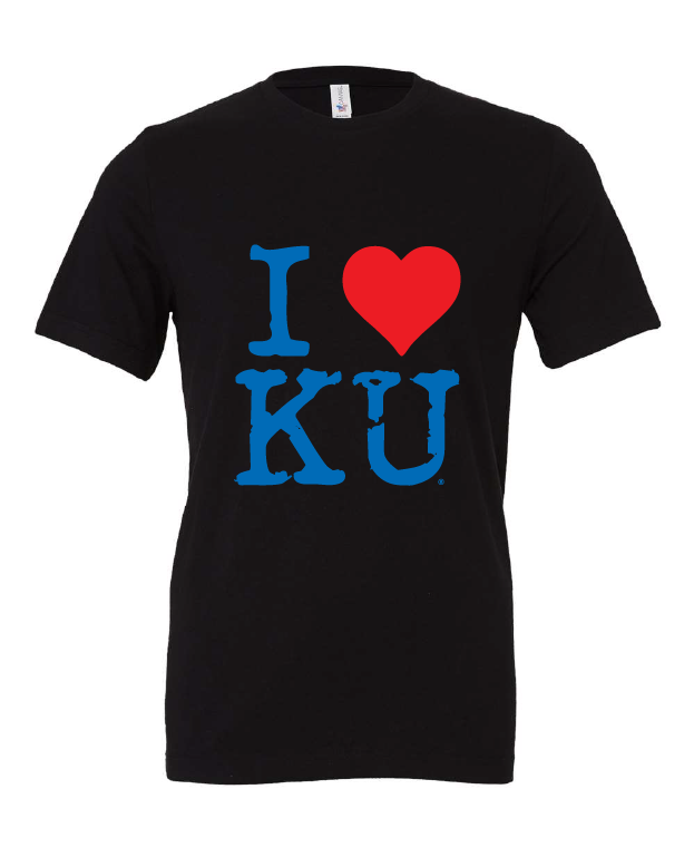 love KU university of kansas college team alumni black tshirt t-shirt
