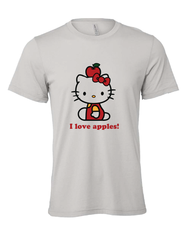I Love Apples design on a gray t-shirt
