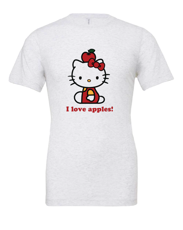 I Love Apples design on a white t-shirt