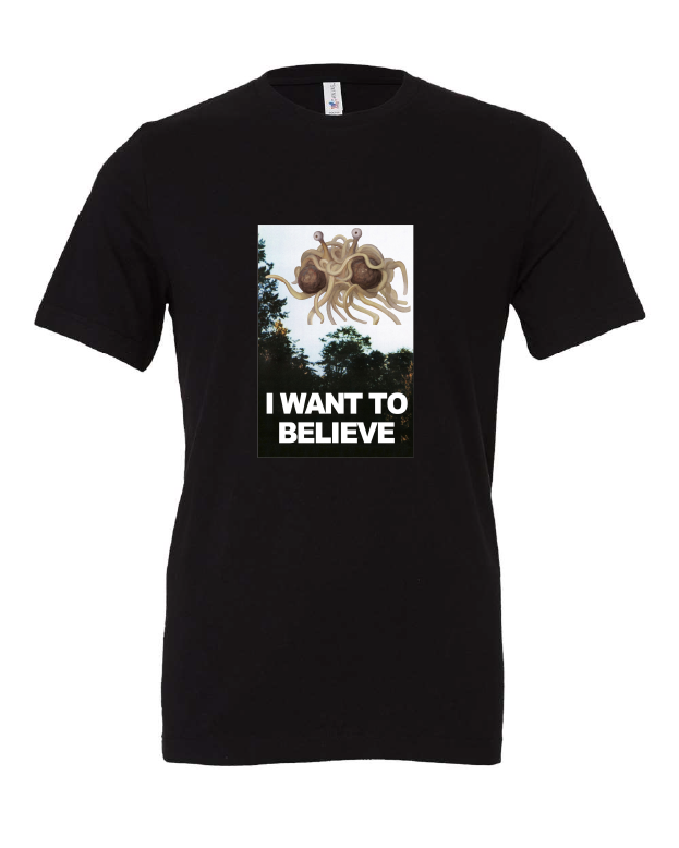 I Want To Believe design on a black t-shirt