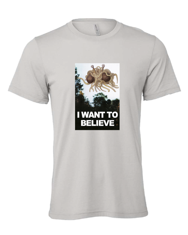 I Want To Believe design on a gray t-shirt