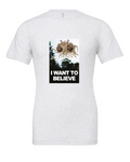 I Want To Believe design on a white t-shirt