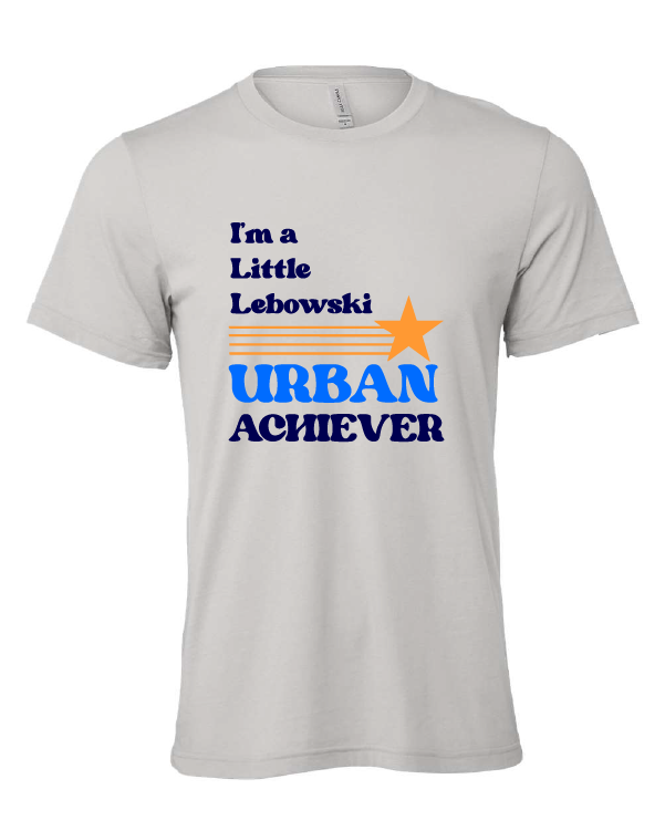 I'm a Little Lebowski Urban Achiever design on a gray t-shirt