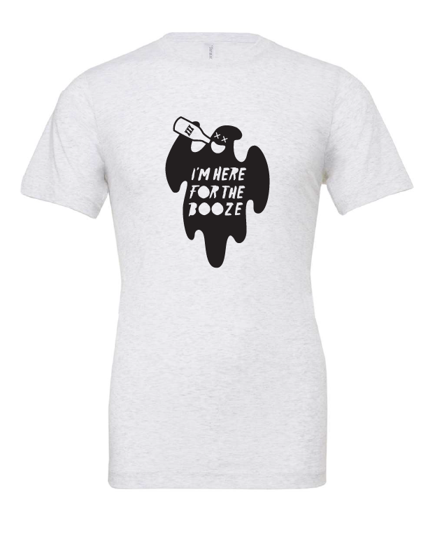 booze alcohol drinking ghost spooky halloween funny white tshirt t-shirt 