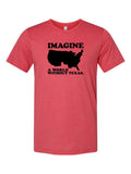 Imagine a World Without Texas on a true red t-shirt