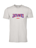 Jayhawks Plaid on a cement gray t-shirt