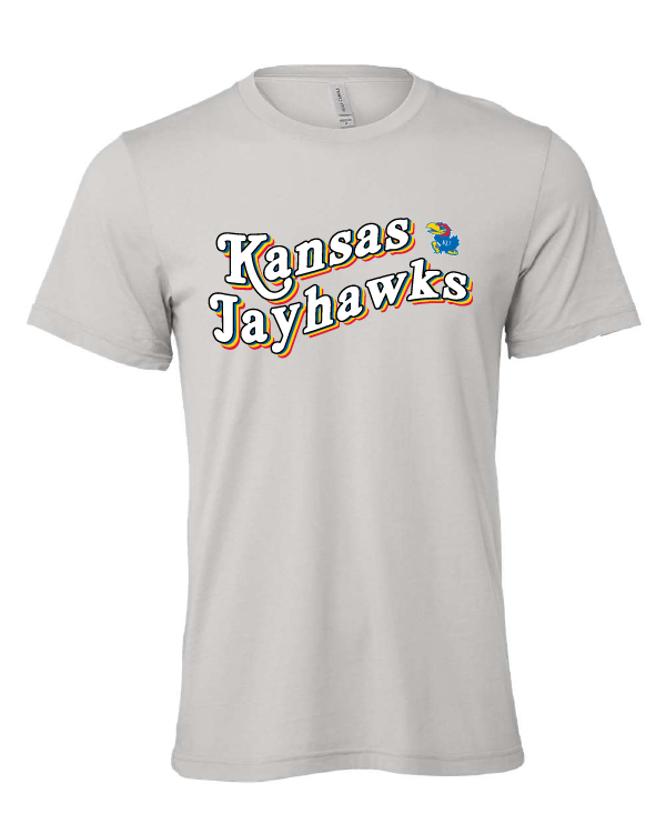 Kansas Jayhawks Retro design on a gray t-shirt