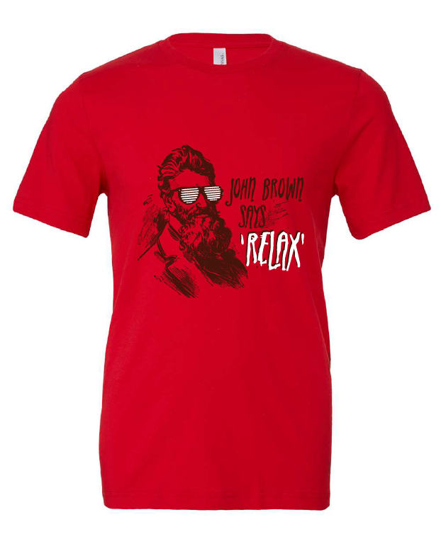 kansas john brown frankie says relax funny red tshirt t-shirt 