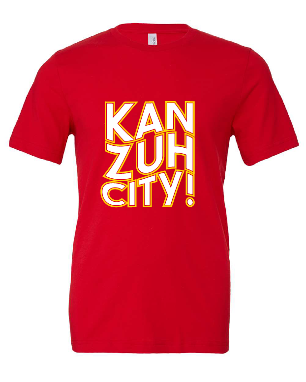 Kan-Zuh-City! design on a red t-shirt
