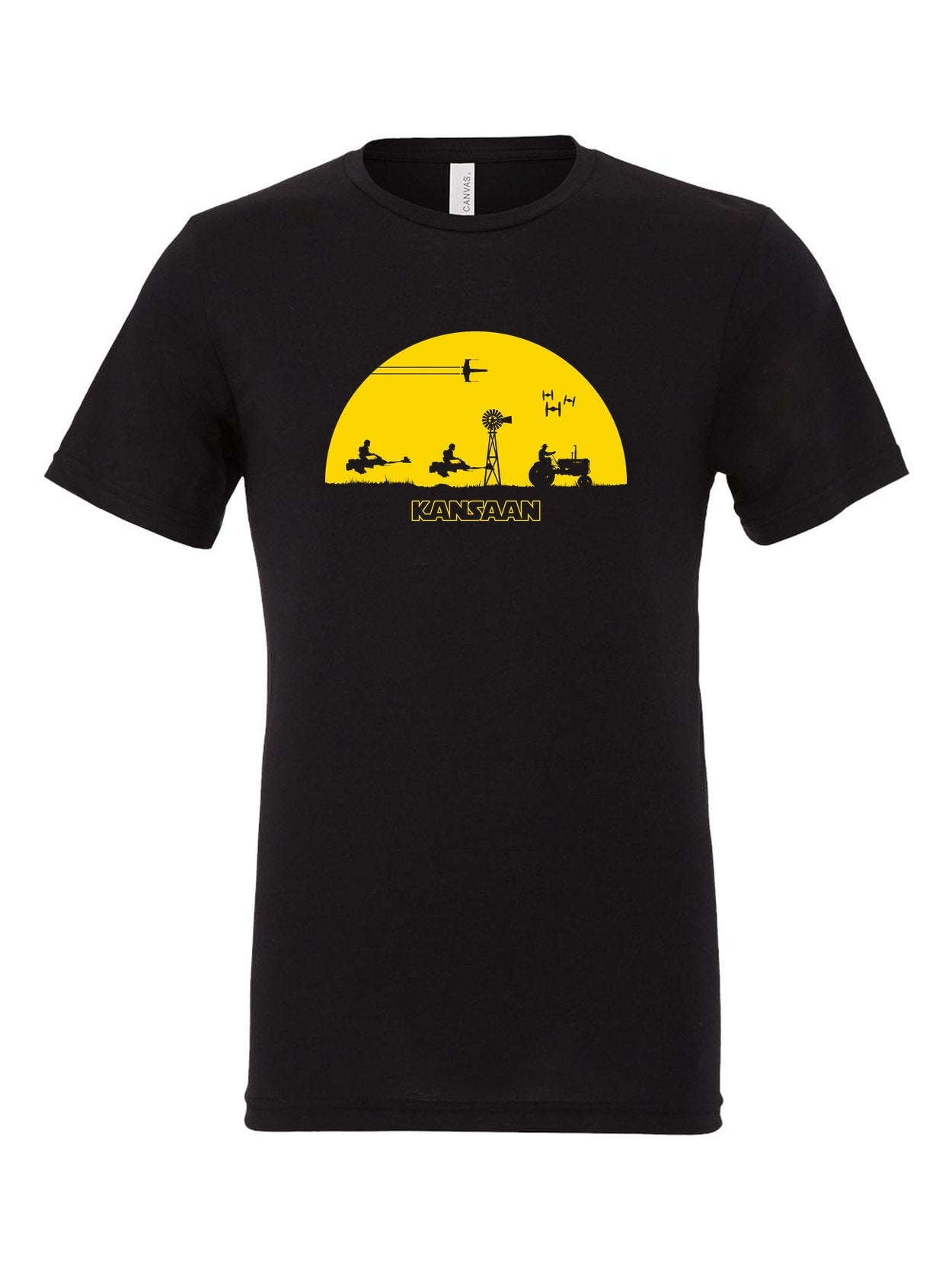 Kansan Star Wars Sunset on a black t-shirt