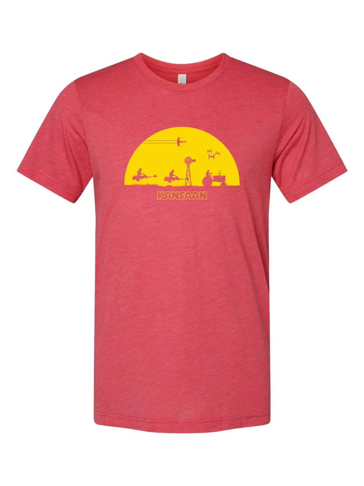 Kansan Star Wars Sunset on a true red t-shirt
