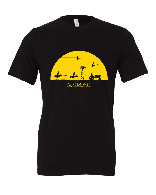 Kansan Star Wars Sunset design on a black t-shirt