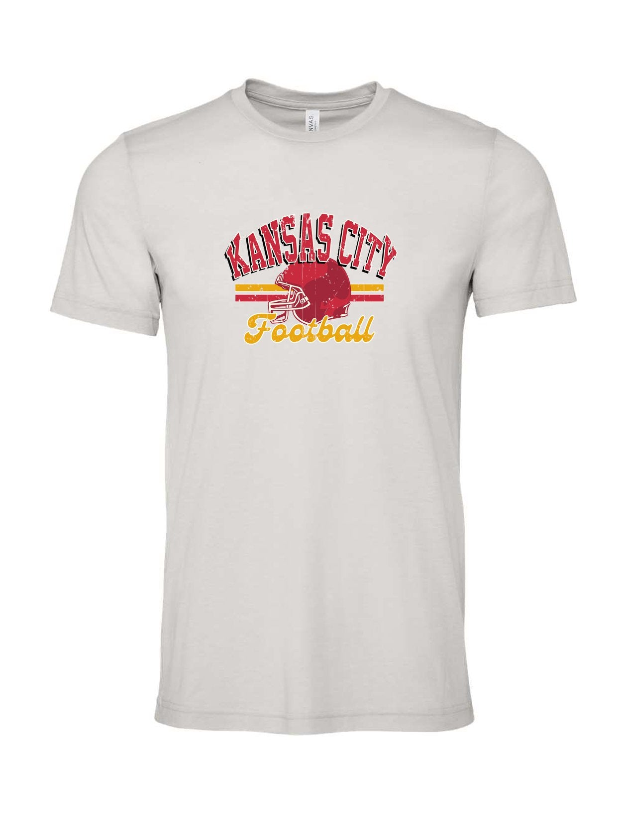 Kansas City Football Distressed on a cement gray t-shirt