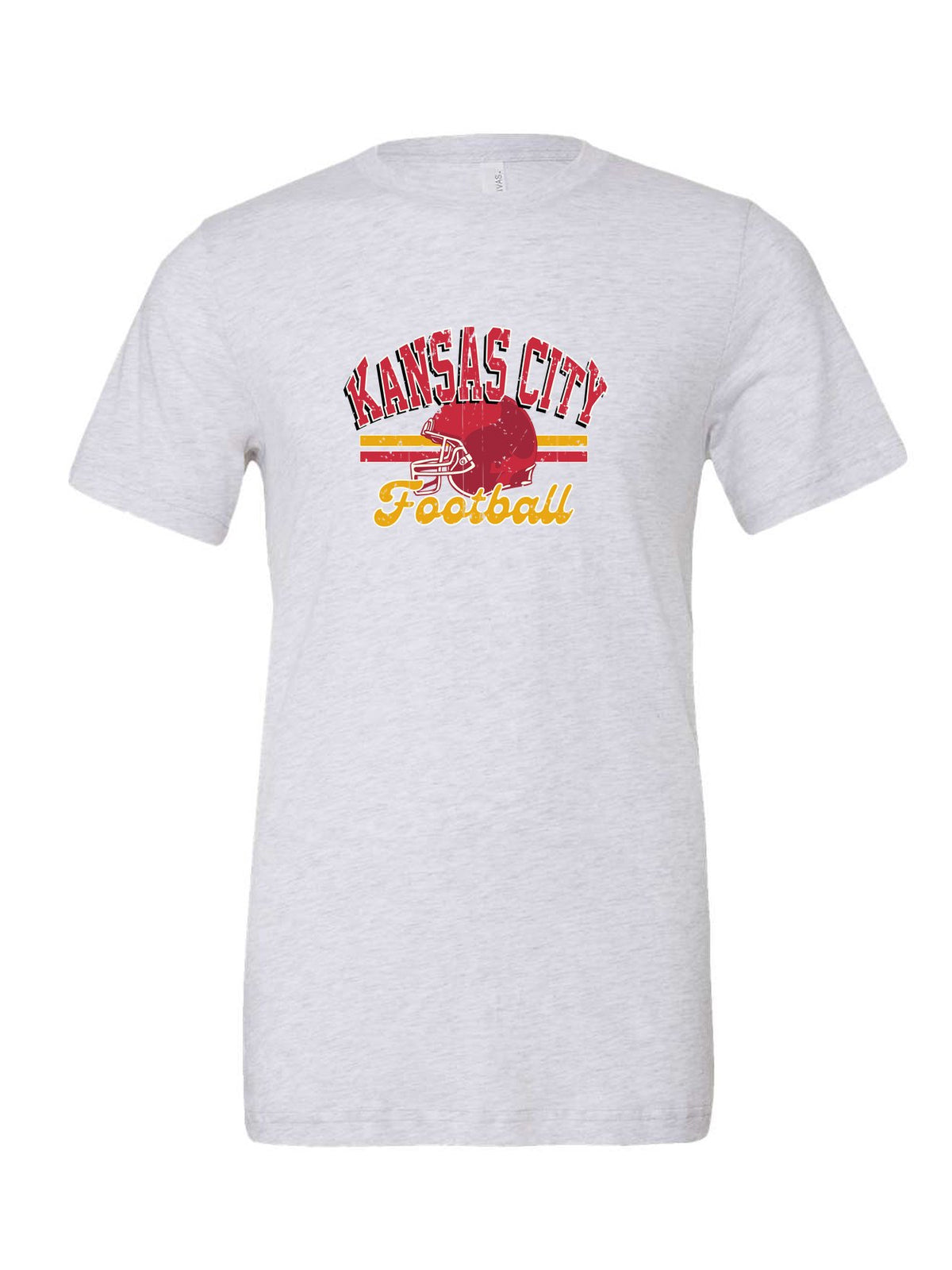 Kansas City Football Distressed on a white t-shirt