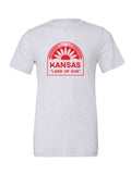 Kansas "Land of Ahs" on a white t-shirt