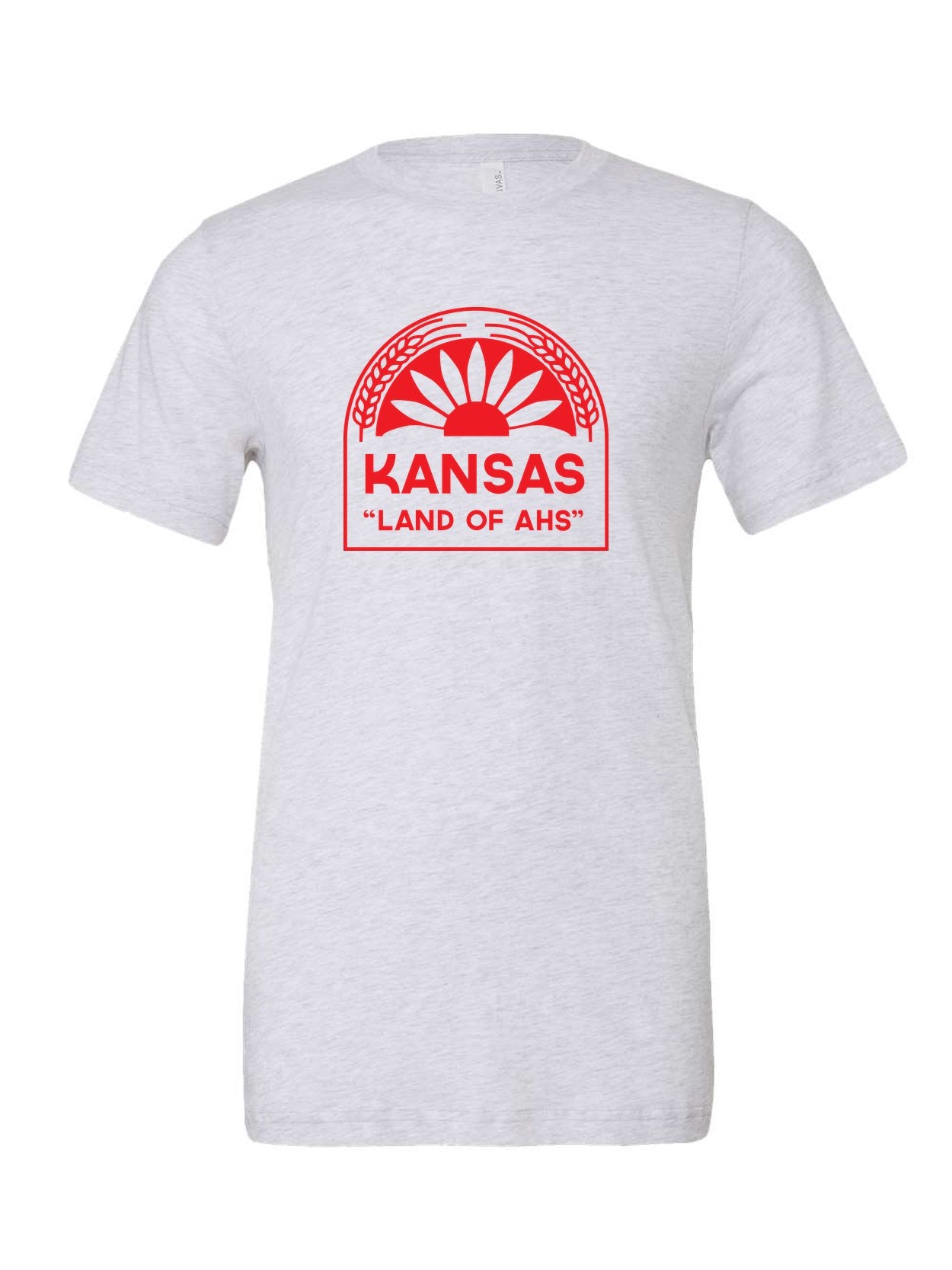 Kansas "Land of Ahs" on a white t-shirt