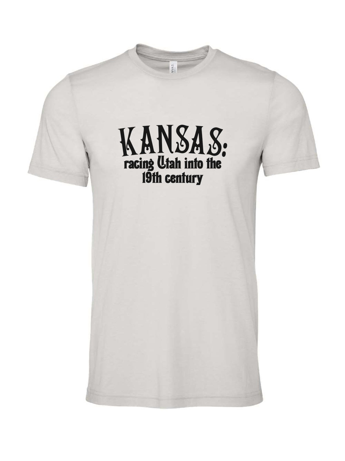 Kansas: Racing Utah into the 19th Century on a cement gray t-shirt