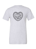 Kansas State Seal Heart on a white t-shirt