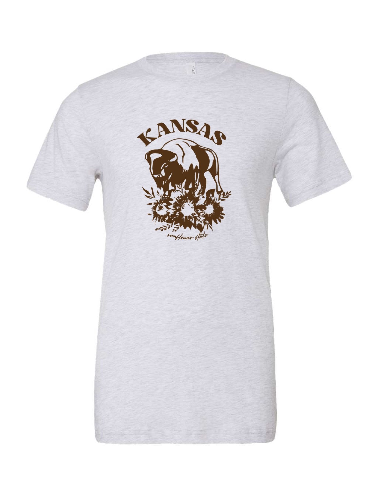 Kansas Sunflower State Bison on a white t-shirt