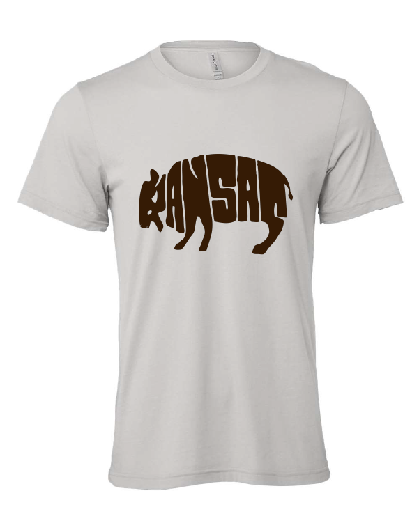 Kansas Bison design on a gray t-shirt