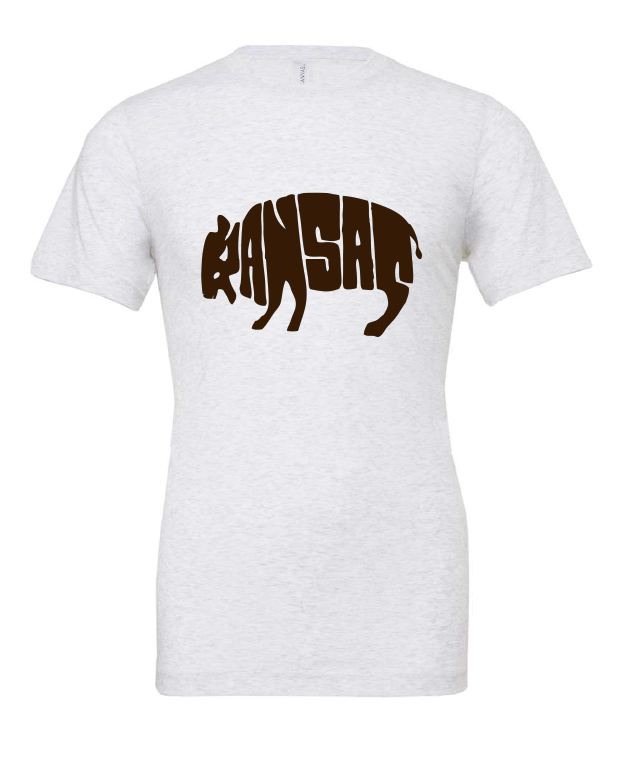 Kansas Bison design on a white t-shirt