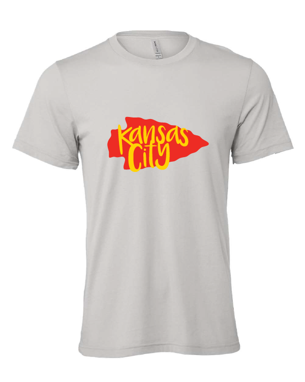Kansas City Arrowhead design on a gray t-shirt