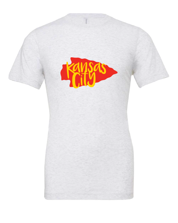 Kansas City Arrowhead design on a white t-shirt