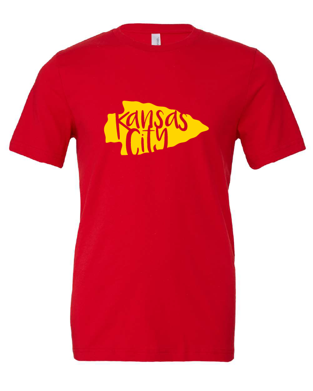 Kansas City Arrowhead design on a red t-shirt