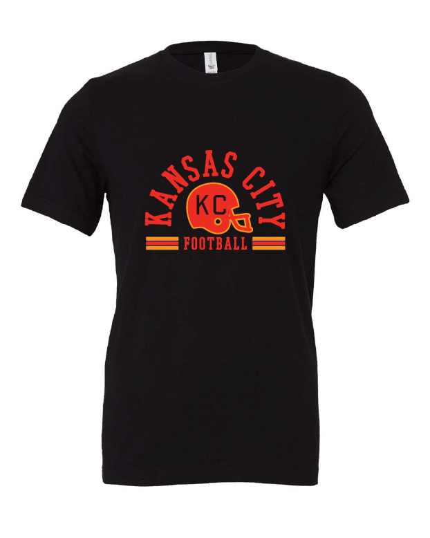 Kansas City Football Arched design on a black t-shirt