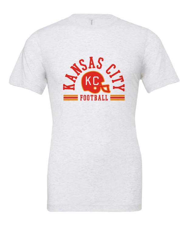 Kansas City Football Arched design on a white t-shirt