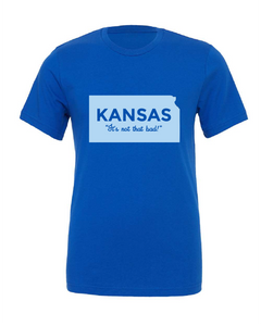 kansas state outline funny blue tshirt t-shirt 