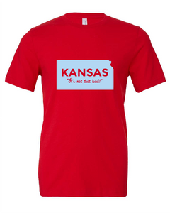 kansas state outline funny red tshirt t-shirt 