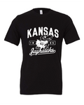 Kansas Jayhawks 1865 design on a black t-shirt