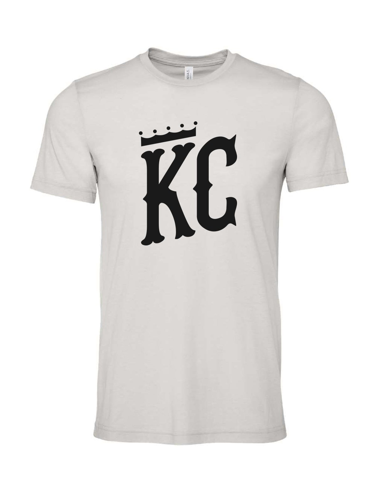 KC Crown on a cement gray t-shirt