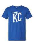 KC Crown on a royal blue t-shirt