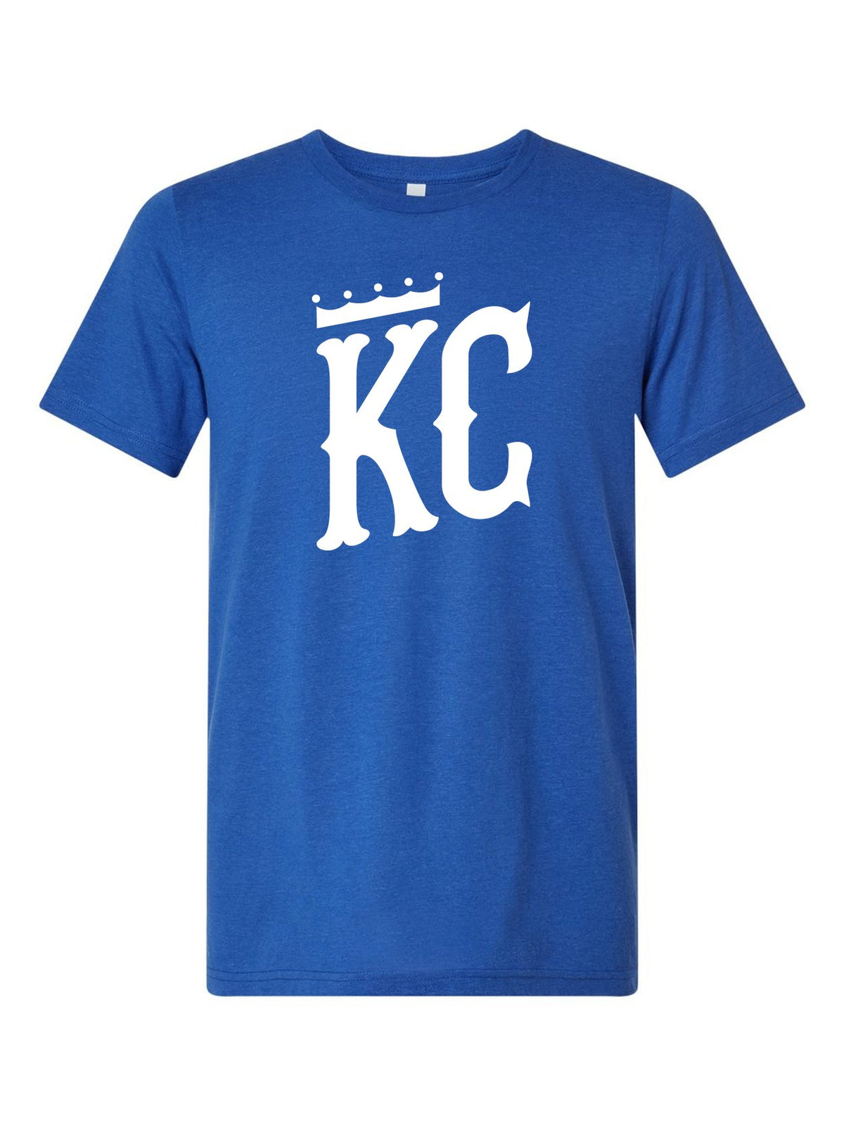 KC Crown on a royal blue t-shirt
