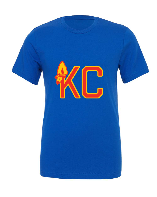 KC Arrowhead design on a blue t-shirt
