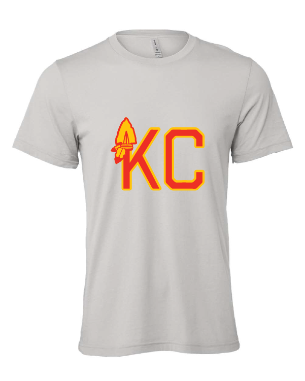 KC Arrowhead design on a gray t-shirt