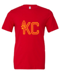 KC Arrowhead design on a red t-shirt