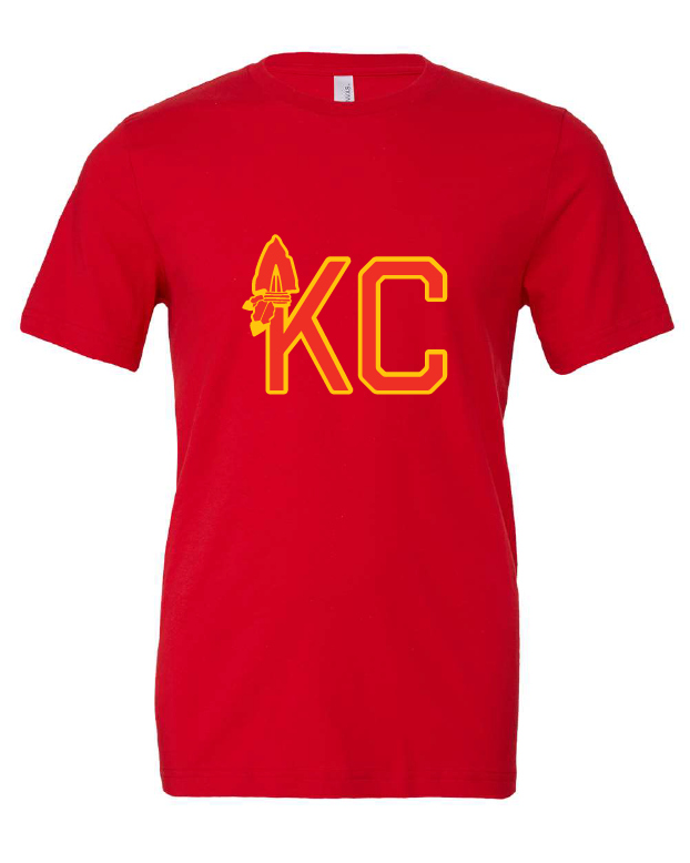 KC Arrowhead design on a red t-shirt